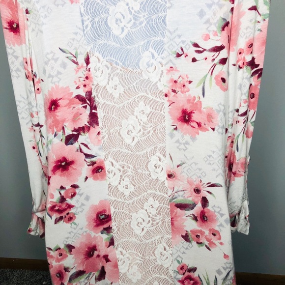 VANITY cardigan with lace accented back - Picture 2 of 3